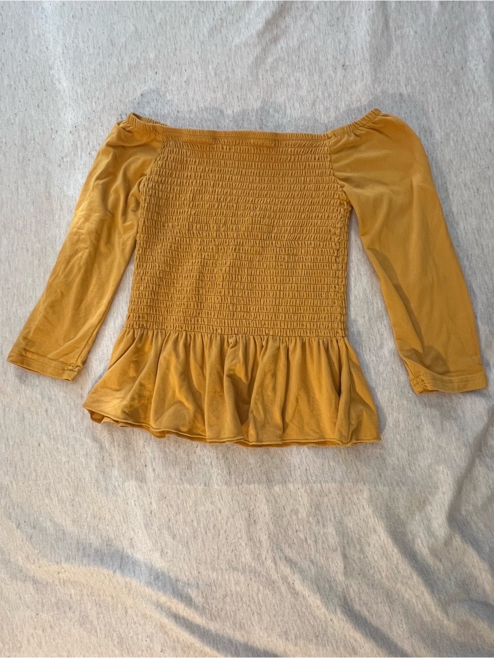 Rue21 Mustard Smocked Off-Shoulder Peplum Blouse